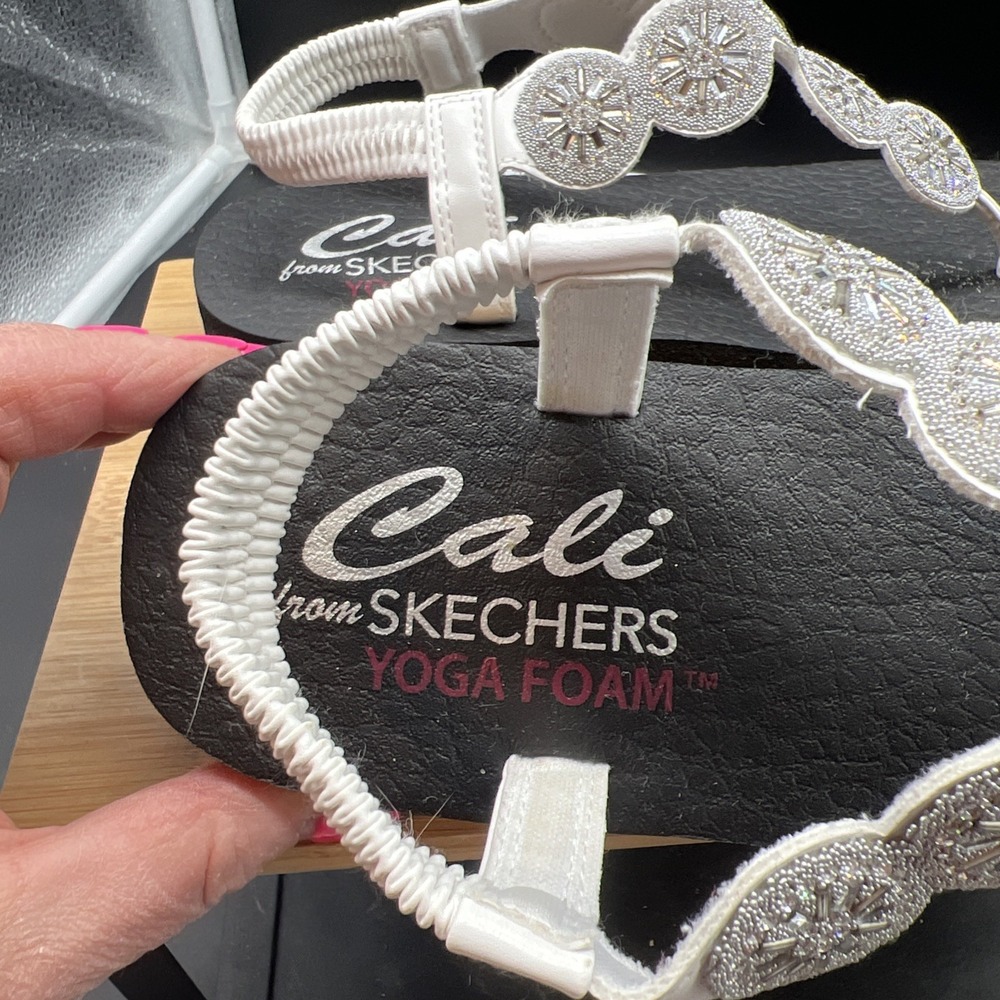 Skechers Meditation Vegan Sling Back Sandals Stars & Sparkle White Size 7 - Picture 5 of 8